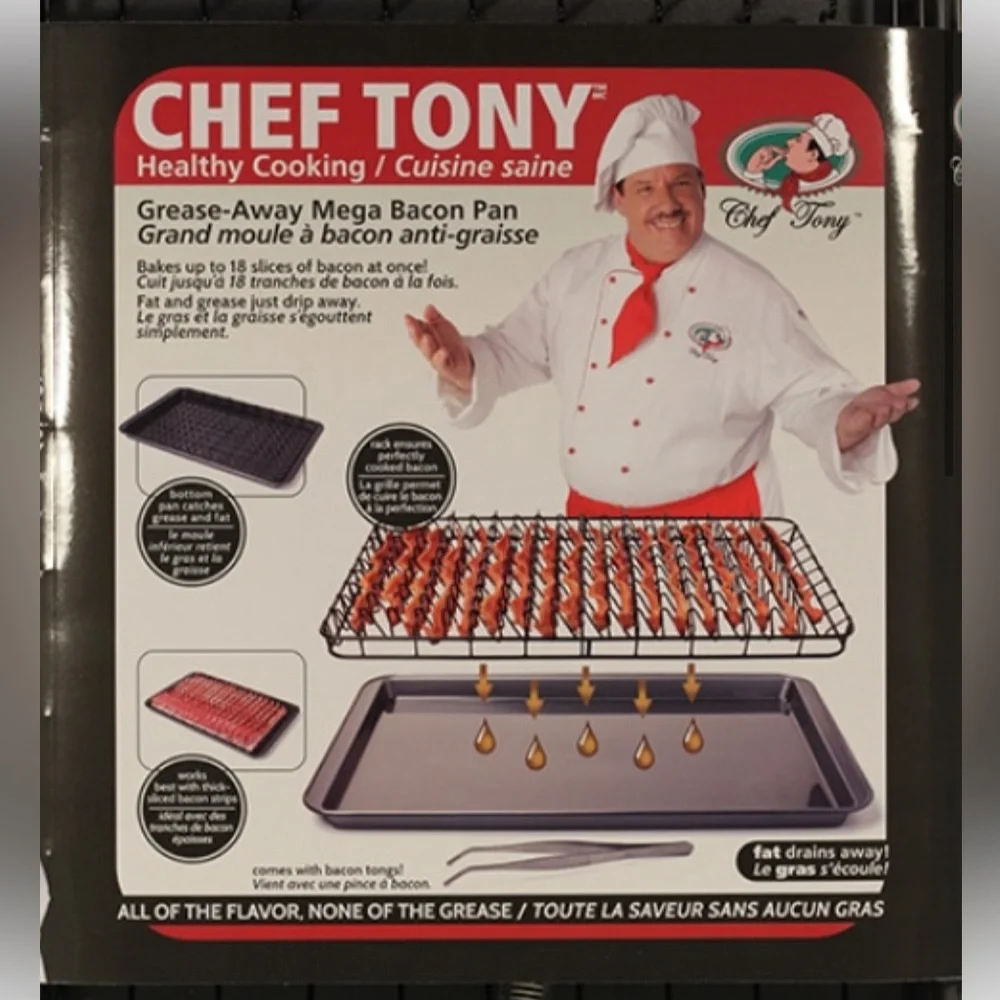 Chef Tony Healthy Bacon Lovers Cooking Pans NEW Factory Sealed Kitchen
